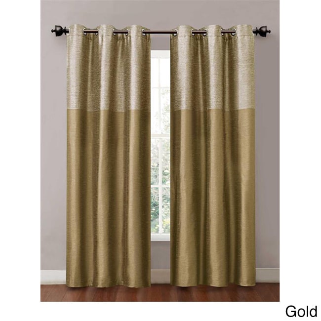 Lancaster 84 inch Color Blocked Grommet Curtain Panel Pair (set Of 2)