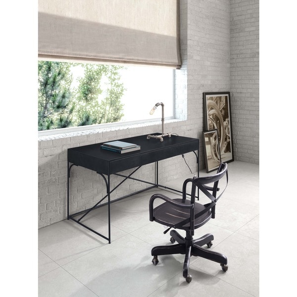 Potrero Hill Distressed Black Metal Student Desk