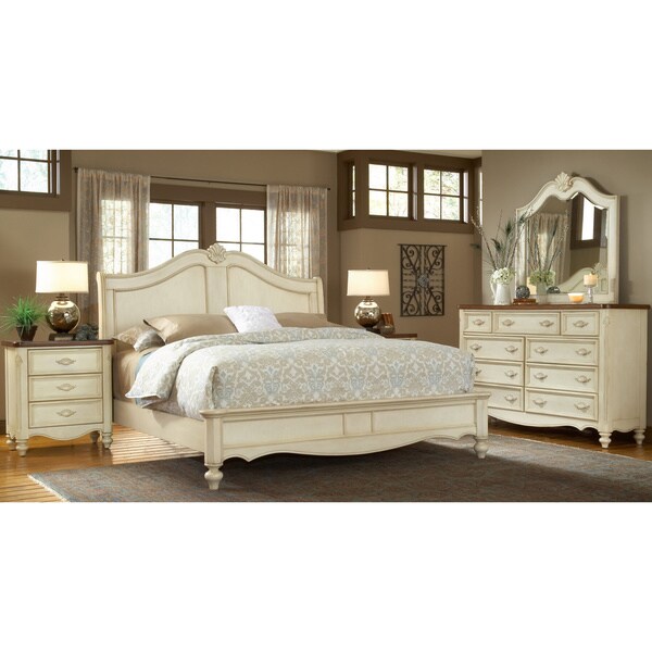 Crescent Manor Antique White Sleigh Bed by Greyson Living