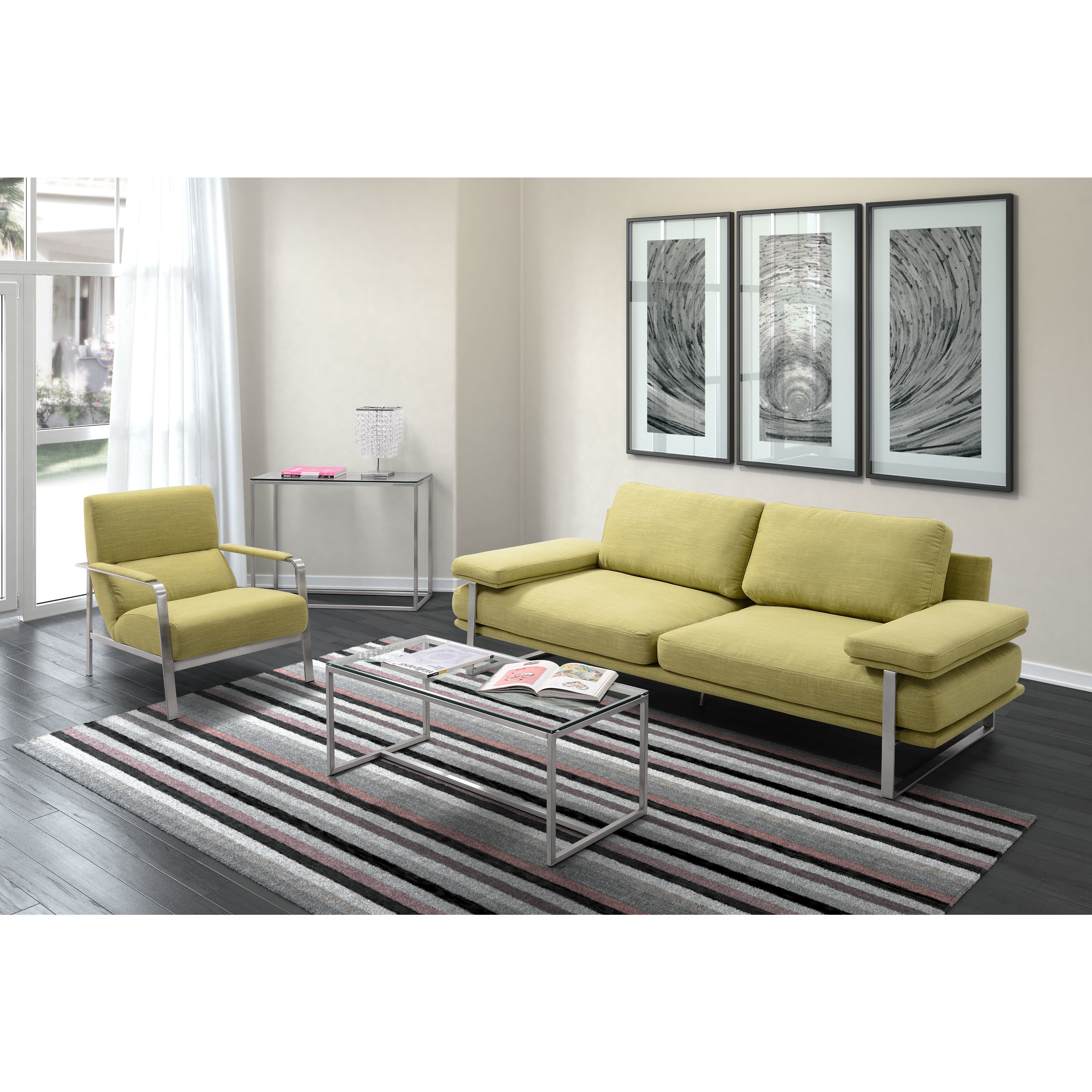 Carson Carrington Fosked Lime Brushed Stainless Steel Sofa Fosked Lime Brushed Stainless Steel