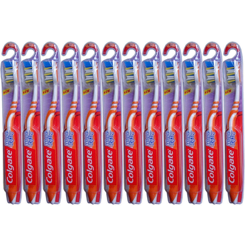 Colgate Wave Zig Zag Comfort Fit Soft Full Head Toothbrush (pack Of 12)