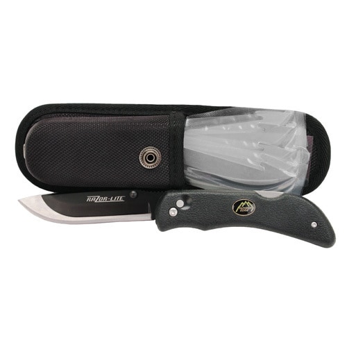 Outdoor Edge Razor lite Rl 10 Knife (BlackBlade length 3.5 inchesHandle length 4.5 inchesWeight 3.6 ouncesFeatures Six (6) replacement blades, nylon sheathBefore purchasing this product, please familiarize yourself with the appropriate state and local