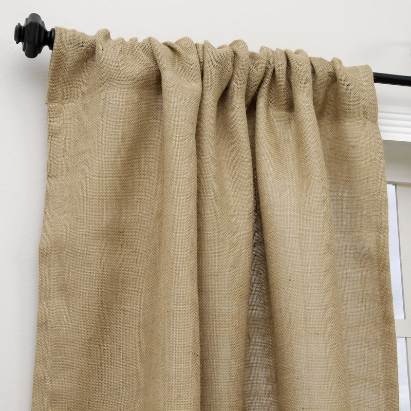 Open Weave Lined Burlap Curtain Panel