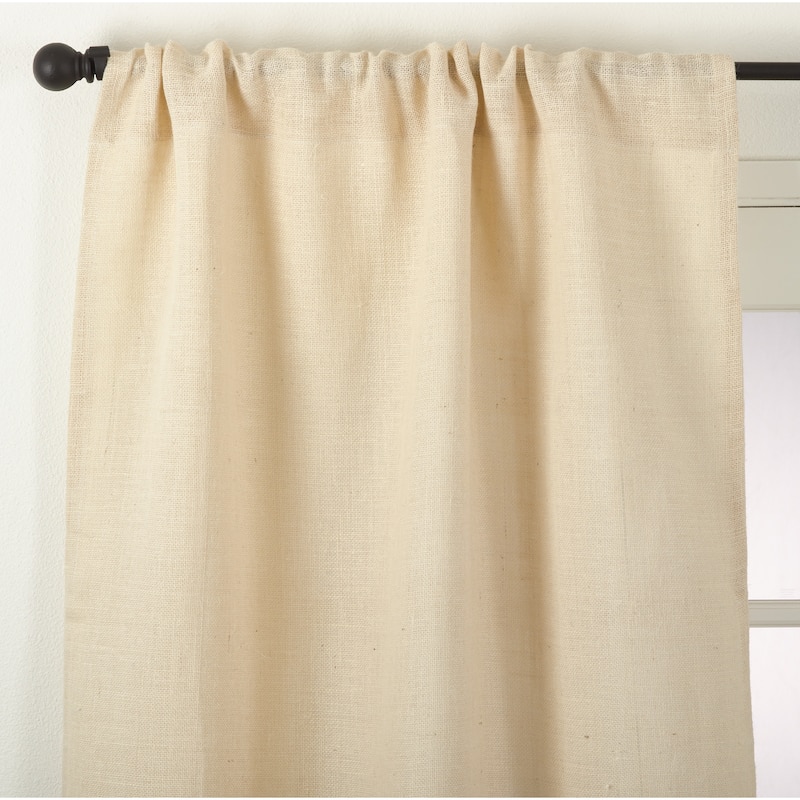 Open Weave Lined Burlap Curtain Panel