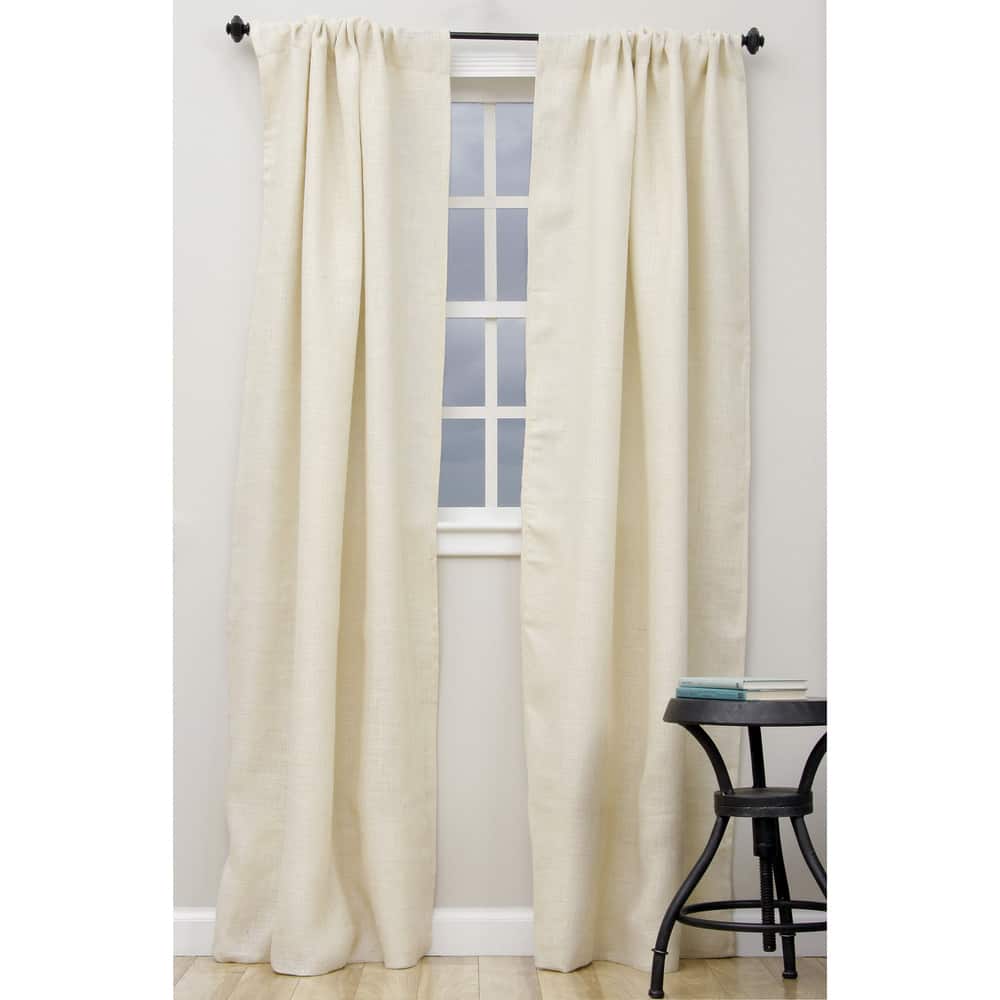 Open Weave Lined Burlap Curtain Panel