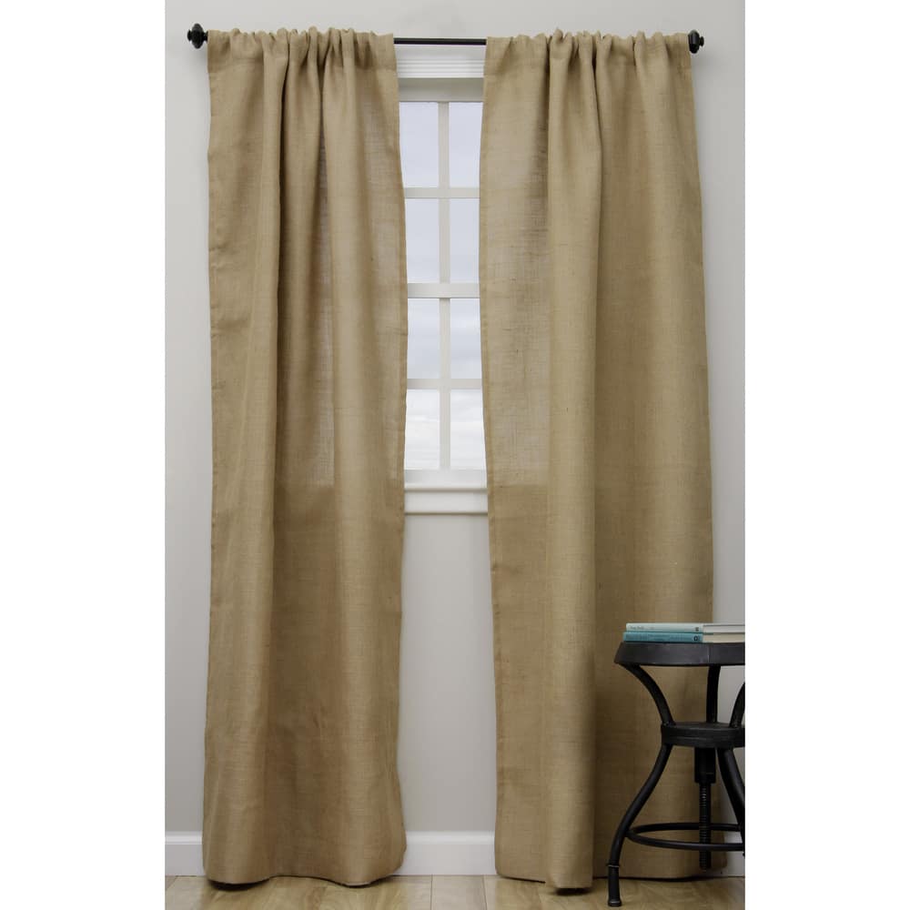 Open Weave Lined Burlap Curtain Panel