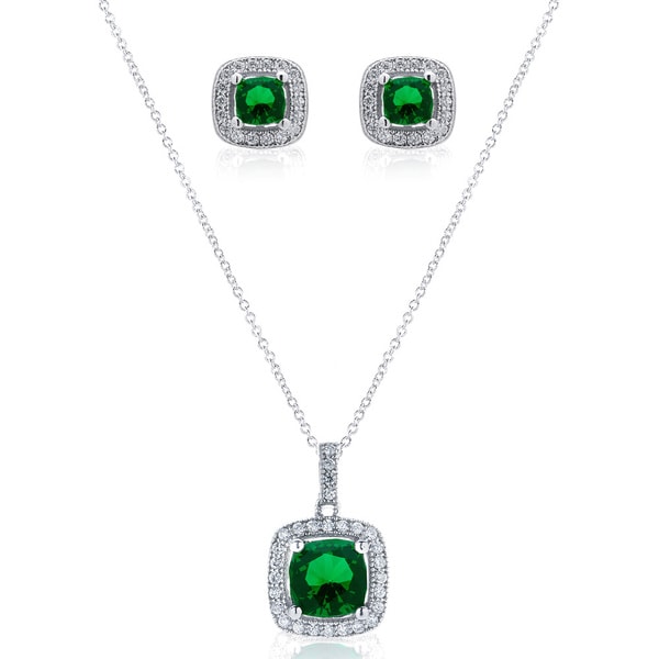 Blue Box Jewels Emerald Necklace and Earring Set Blue Box Jewels Jewelry Sets