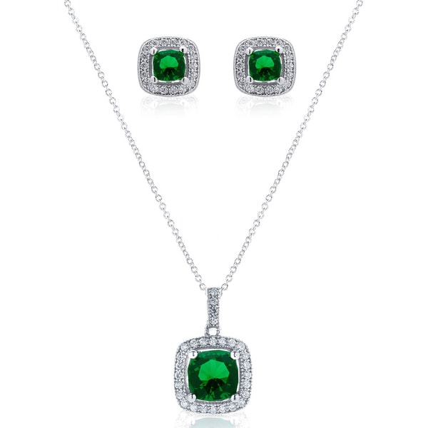 Blue Box Jewels Emerald Necklace and Earring Set  