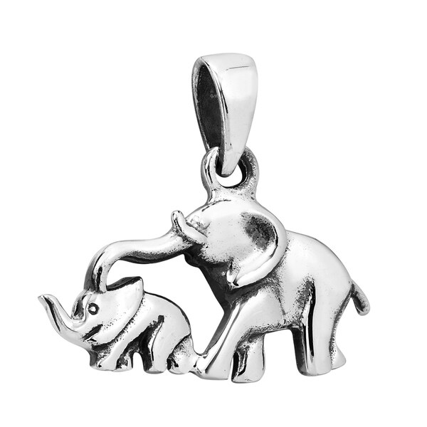 Solid 925 Sterling Silver Elephant Head Pendant Charm 23mm x 27mm