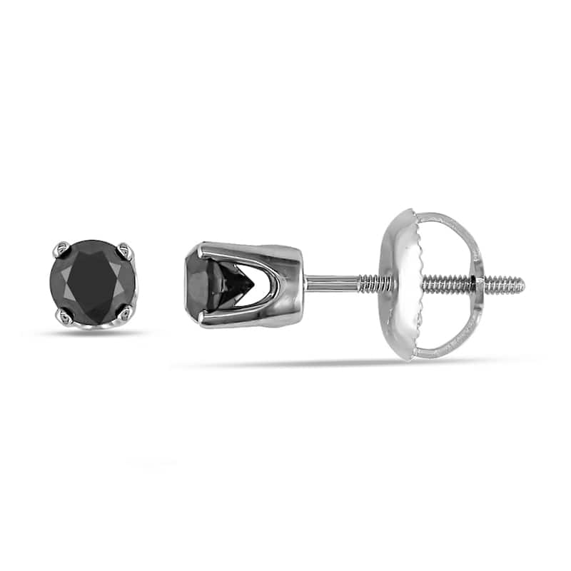 Miadora 14k White Gold 1/2ct TDW Black Diamond Solitaire Earrings