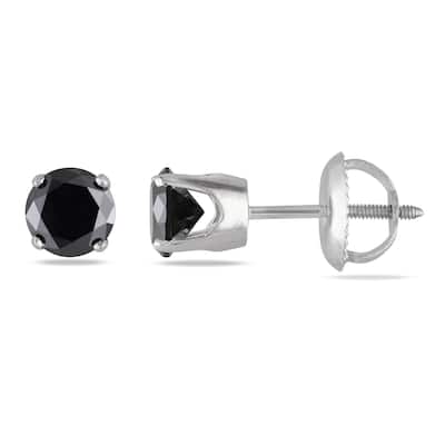 Miadora 14k White Gold 1ct TDW Black Diamond Stud Earrings