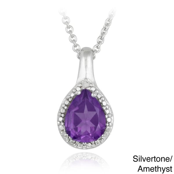 Glitzy Rocks Gemstone and Diamond Accent Teardrop Necklace   15814573