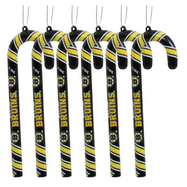 Boston Bruins NHL Candy Cane Ornament Set