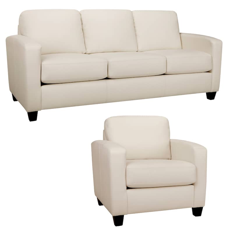 Bryce Italian Top Grain Leather Sofa and Chair Set