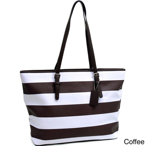 Dasein Preppy Striped Tote - 15814702 - Overstock.com Shopping - Great ...