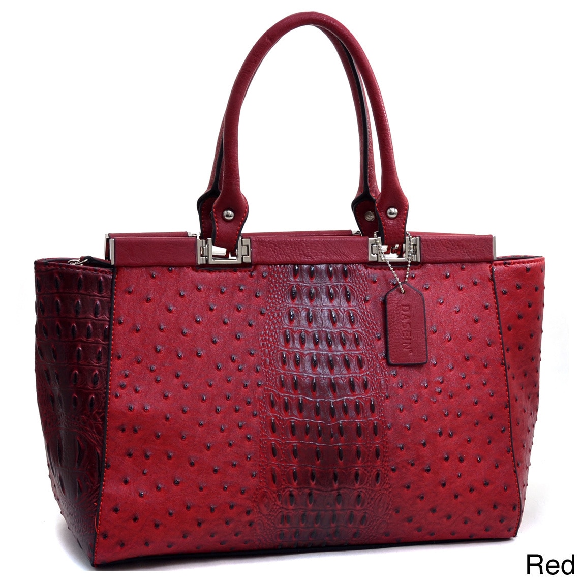 Dasein Ostrich And Croco Fusion Wide Petite Tote