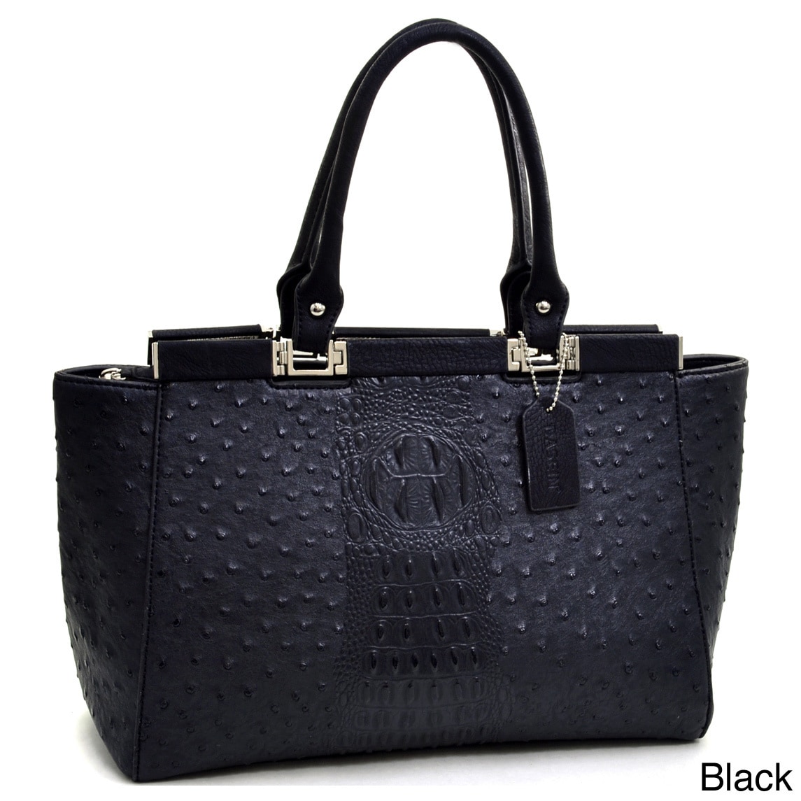 Dasein Ostrich And Croco Fusion Wide Petite Tote