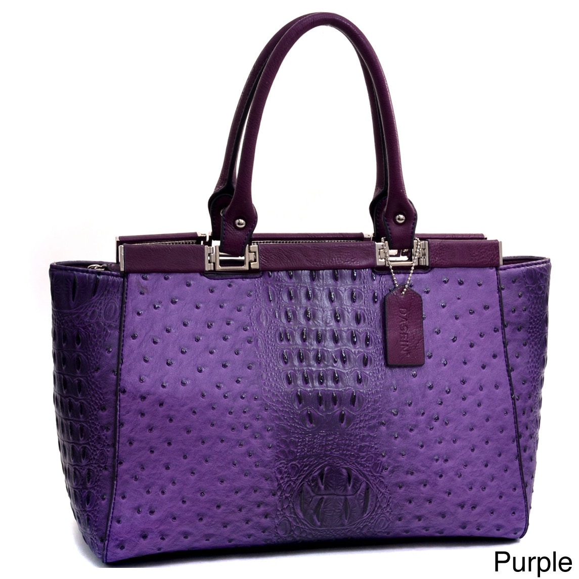 Dasein Ostrich And Croco Fusion Wide Petite Tote