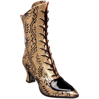 Shop Funtasma Women's 'Victorian-45' Gold/ Black Paisley Print Boots ...