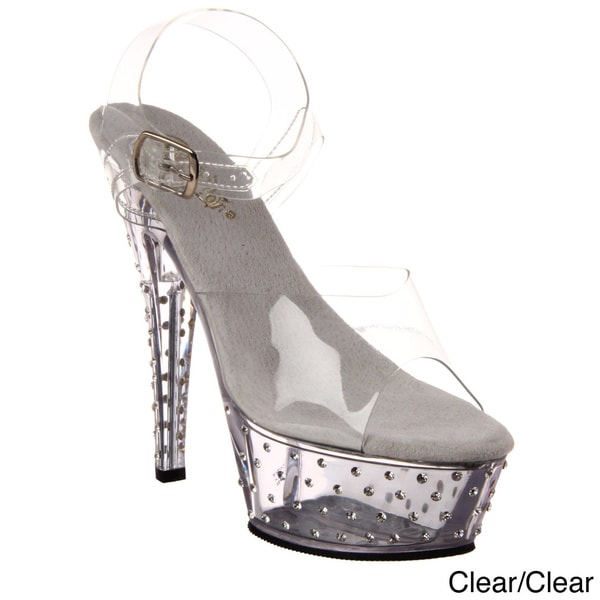 Pleaser Women's 'Stardust 608' Clear Rhinestone Studded Heels Pleaser Special Occasion