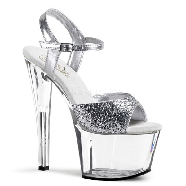 clear glitter heels