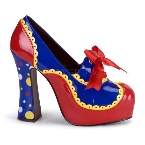 red and blue pumps