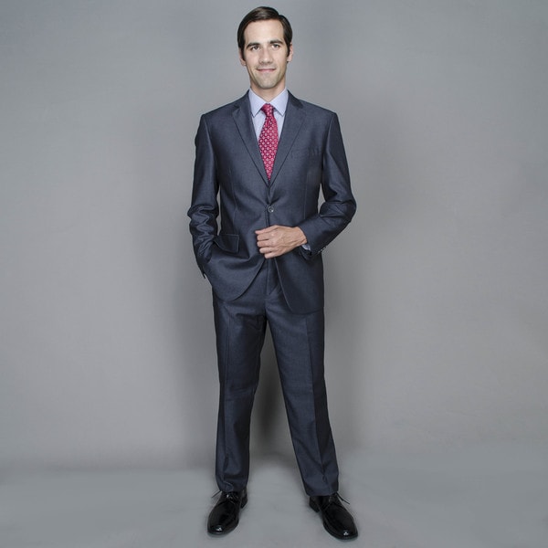 Dark Grey Sharkskin 2 button Suit Suits