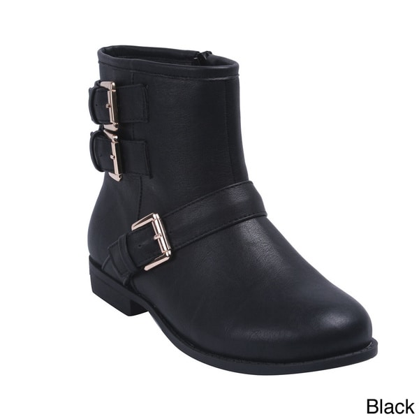 Bonnibel 'Ardie 4' Women's Round Toe Buckle Side Zip Ankle Booties Booties