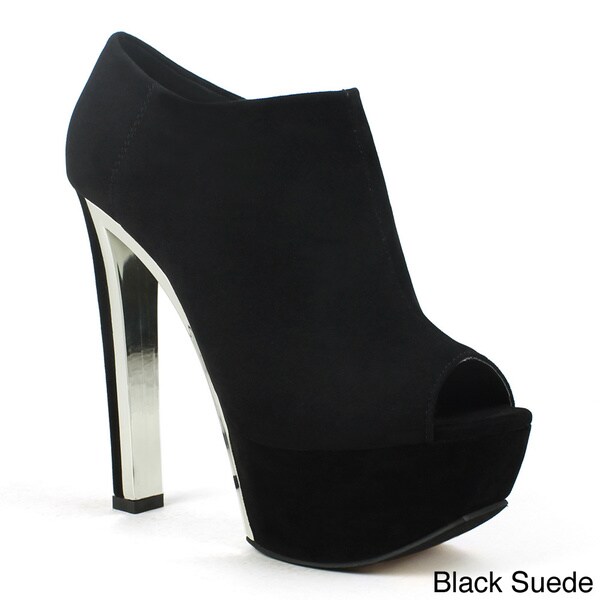 Fahrenheit Women's 'Sivina-07' Chrome-accented Peep-toe Booties