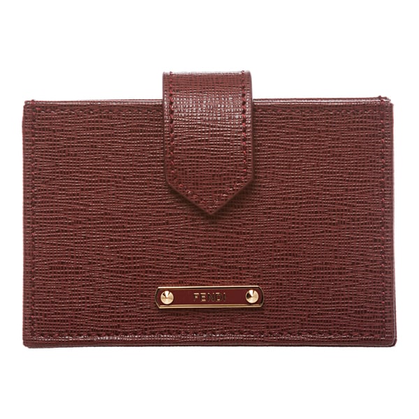 Fendi Deep Red Leather Accordion Card Case   15814752  