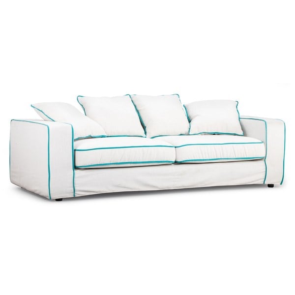 Vasteras Aqua Piping Sofa Linen Sofas & Loveseats