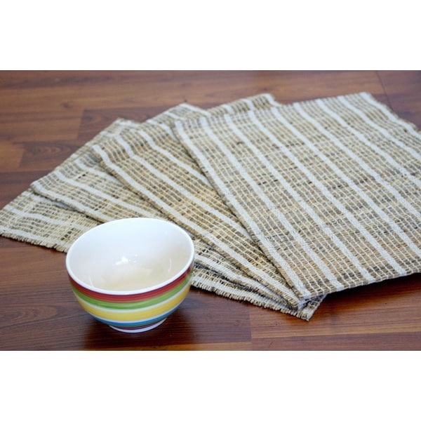 Handmade Set of 4 Natural White Placemats (India)
