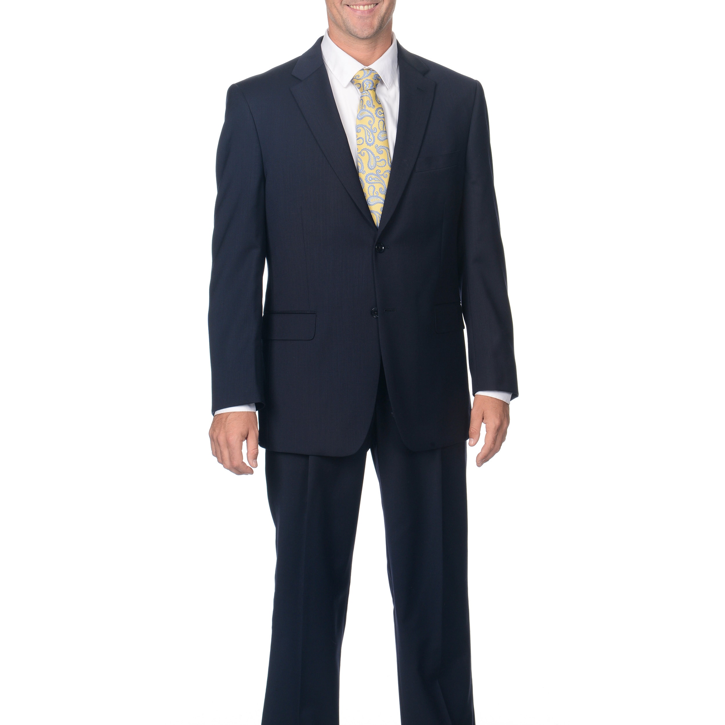 Jones New York Mens Solid Navy Trent Two Button Suit