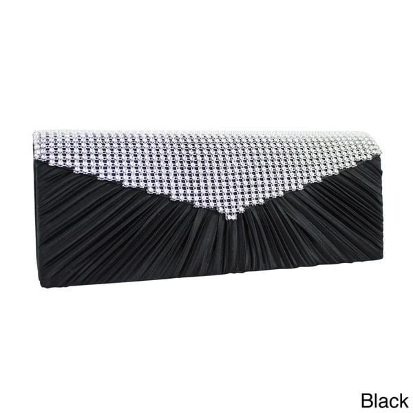 Jacki Design Pleated Satin Rhinestone Evening Clutch