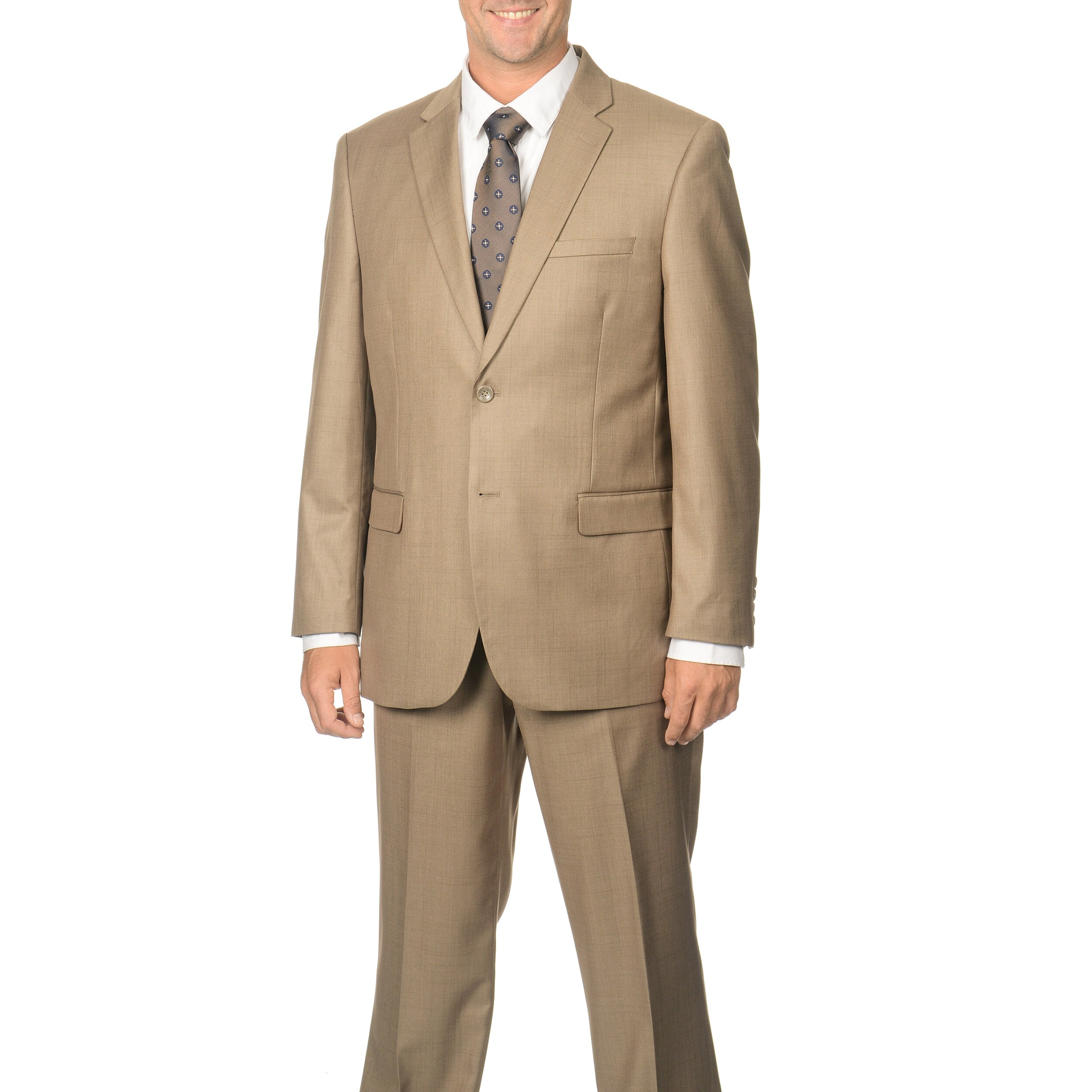Caravelli Men's Tan Notch Collar 2-button Suit - Overstock Shopping ...