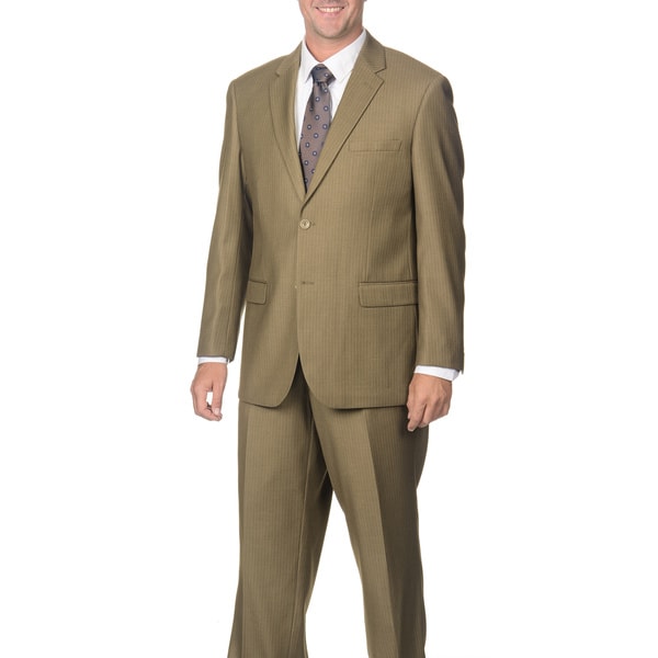 Shop Caravelli Italy Men's Tan Pinstripe Suit - Free Shipping Today ...