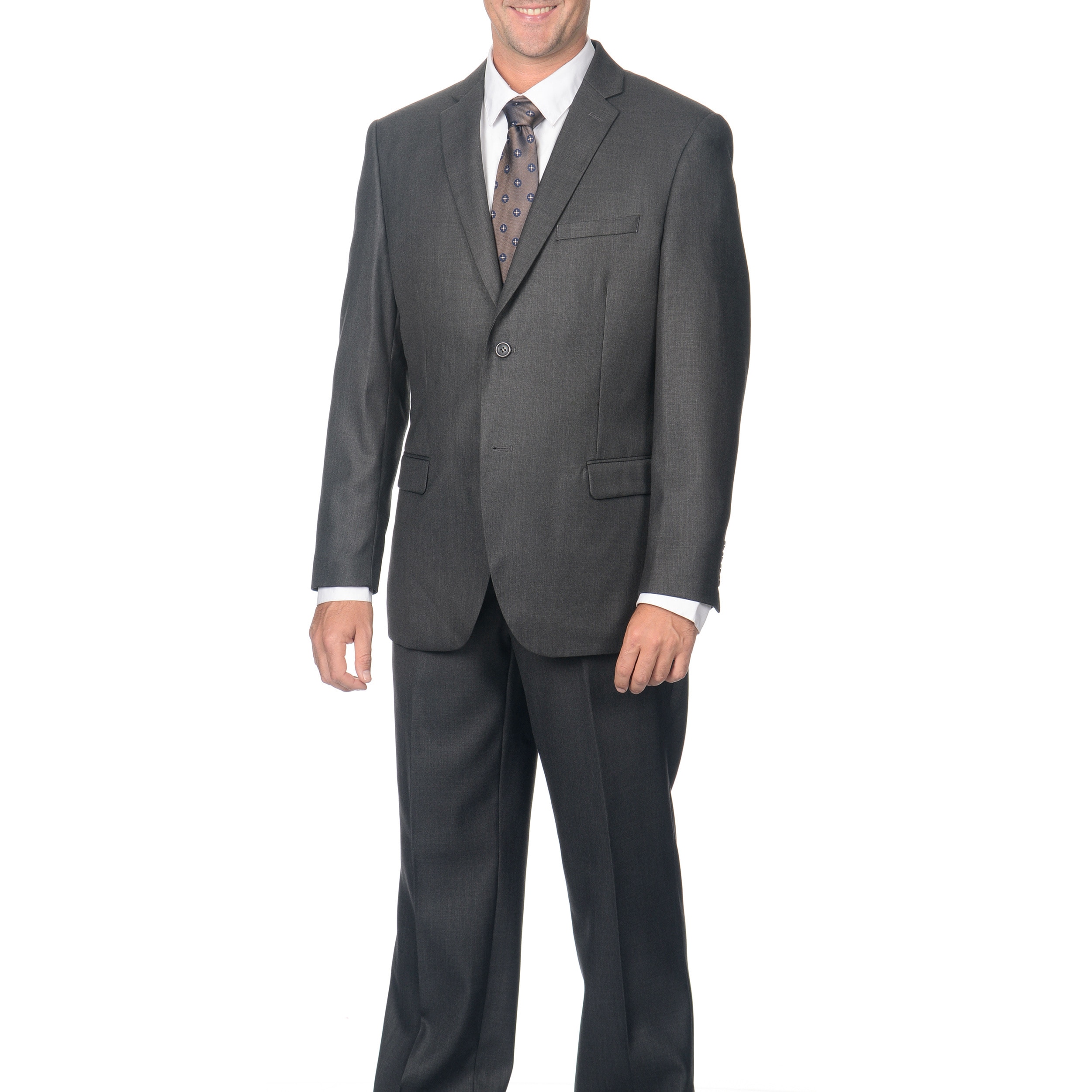 Caravelli Mens Slim Fit Charcoal Shark Pattern 2 button Suit