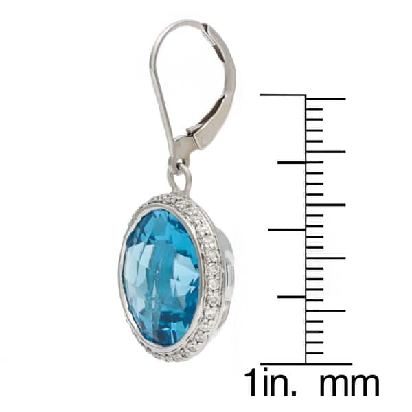 14k White Gold Round Blue Topaz Lever-back Earrings 14k White Gold Round Blue Topaz Lever-back Earrings