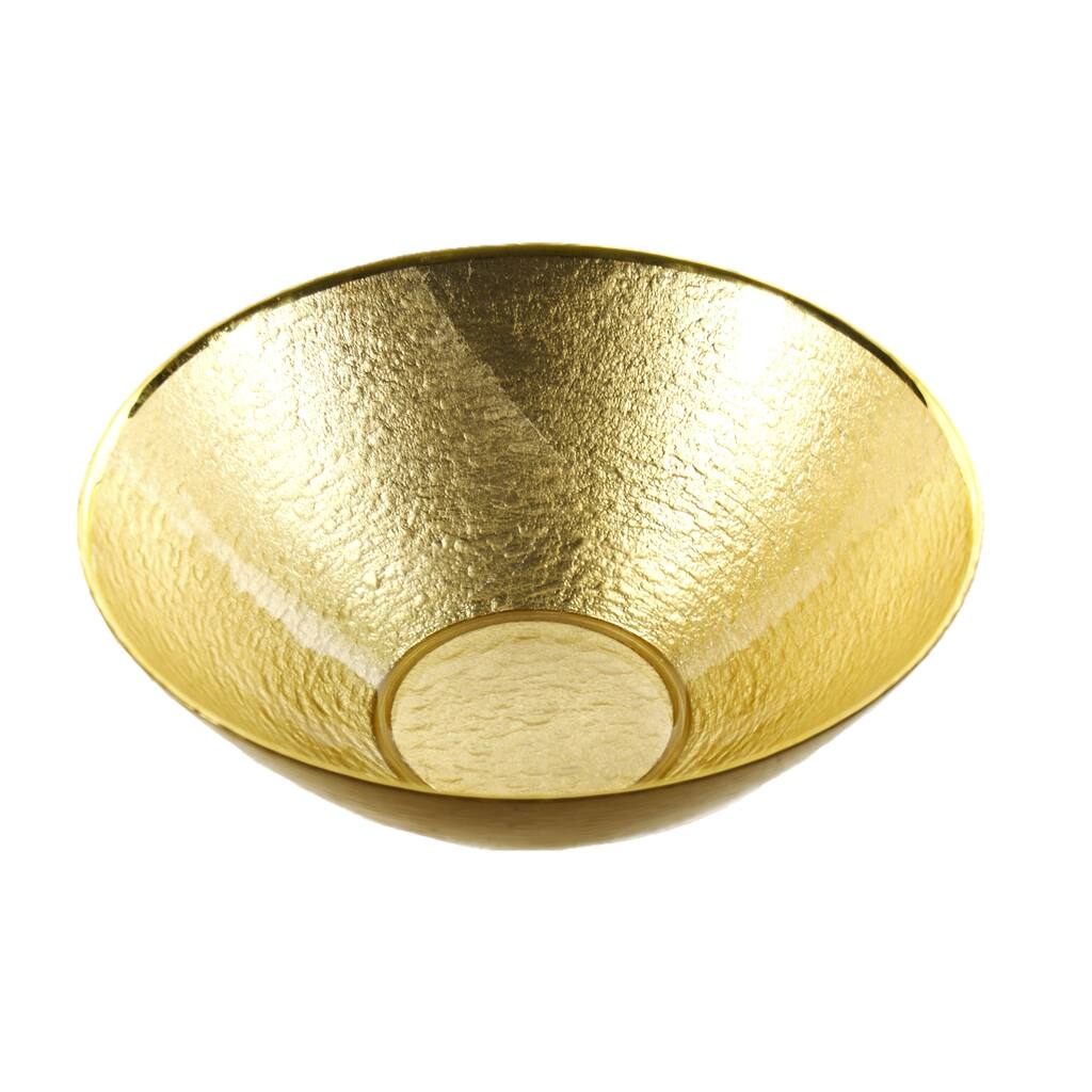 Glamour Gold Leaf Round Glass Serving Bowl