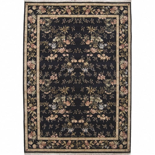 Nourison Hand knotted Legacy Floral Black Wool Area Rug (86 X 116)