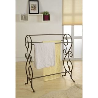K and B Antique Pewter Standing Towel Rack