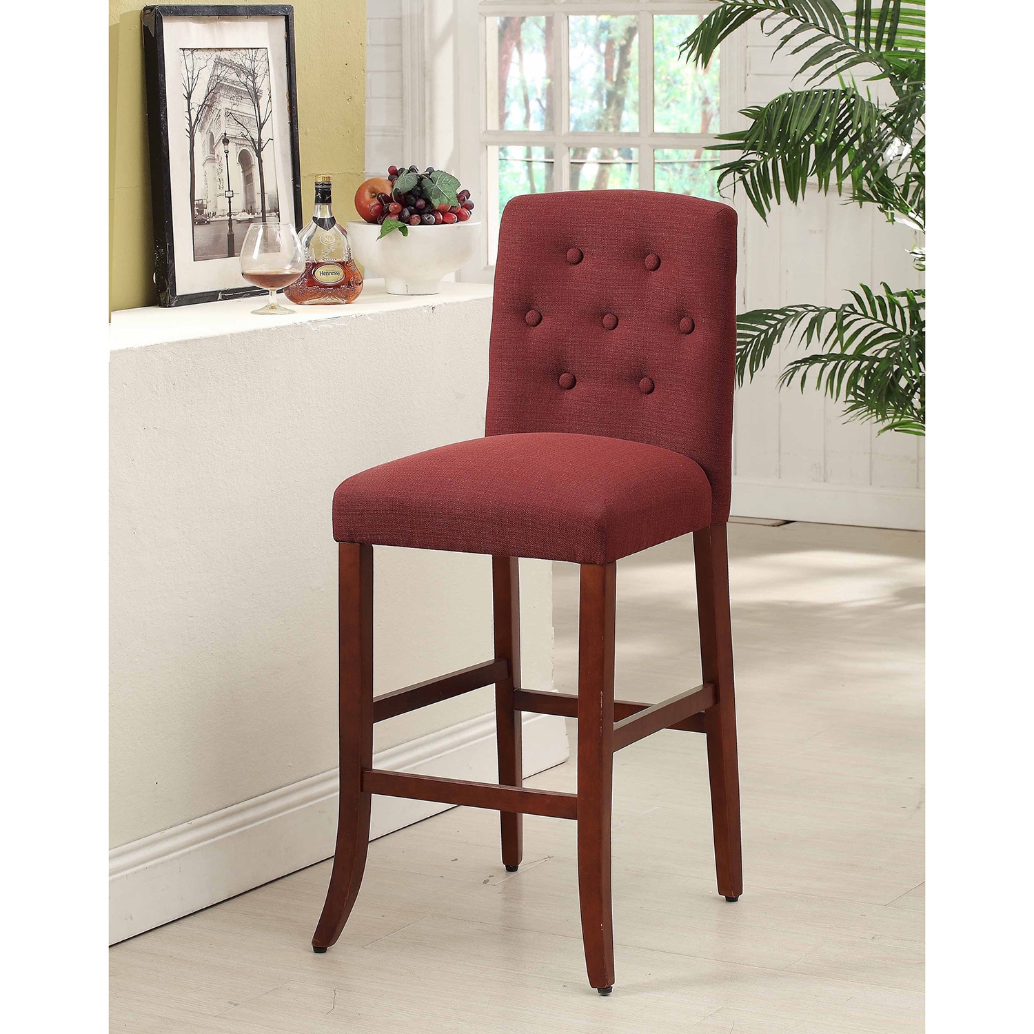 Solid Wood Tufted Parson Barstool