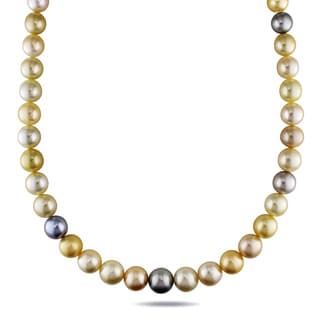 DaVonna 14k Gold Multi Pink FW Pearl 16-inch Necklace (8-9 mm ...