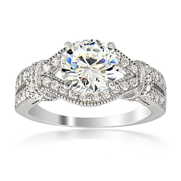 Icz Stonez Silver or Gold over Silver Cubic Zirconia Bridal-style Ring