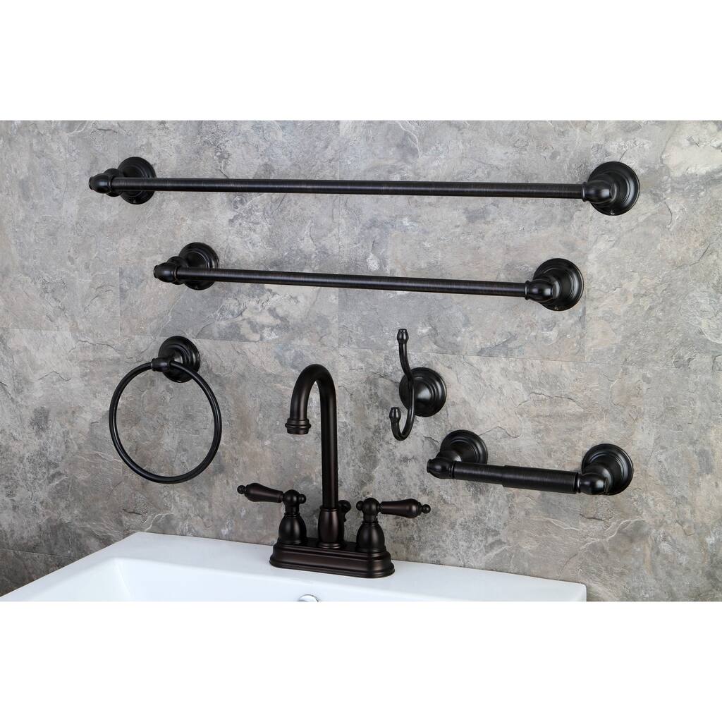 Kingston Brass High Arc Oil Rubbed Bronze Bathroom Faucet and Bathroom Accessories Set