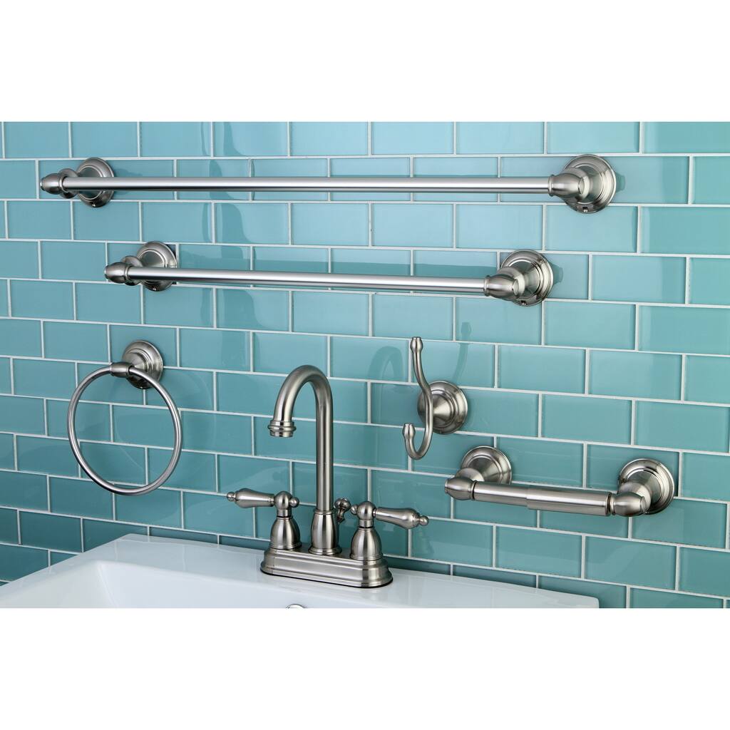 High Arc Brushed Nickel Bathroom Faucet & Accessory Set