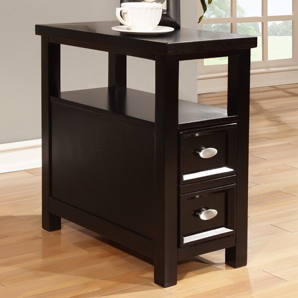 Black Finish 1drawer Wooden End Table Free Shipping Today