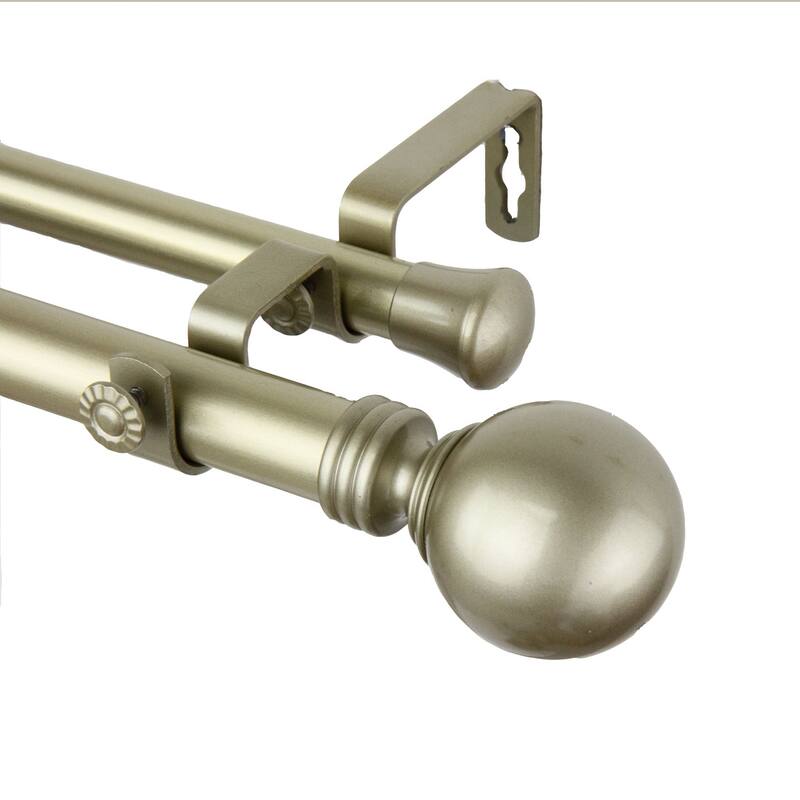 InStyleDesign Sphere Light Gold Adjustable Double Curtain Rod/ Finial Set