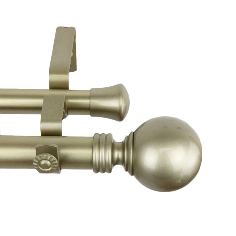 InStyleDesign Sphere Light Gold Adjustable Double Curtain Rod/ Finial Set