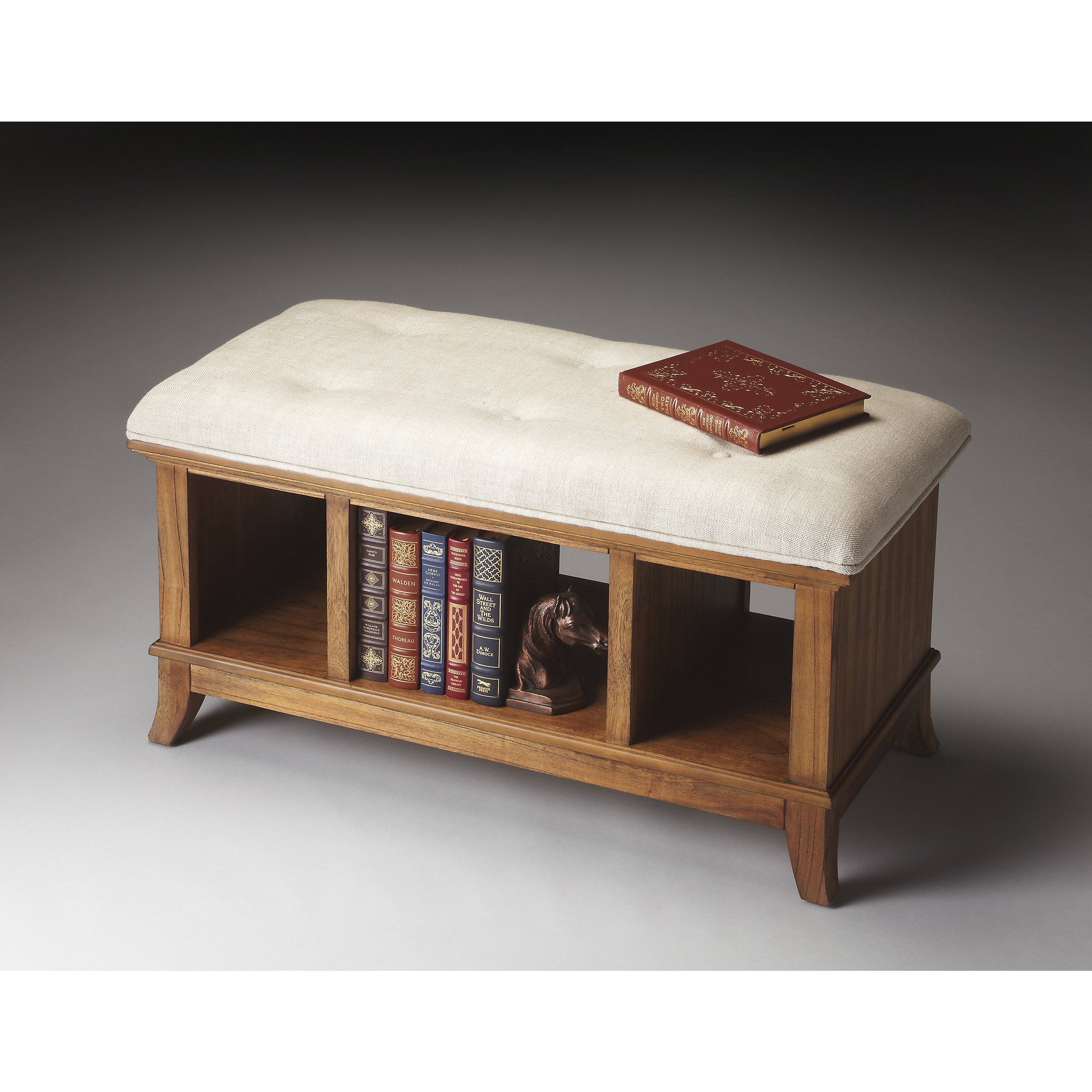 Transitional Mindi Hardwood Sandy Shore Storage Bench